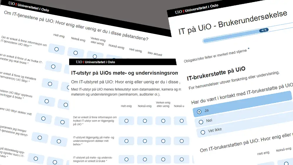 Bilde av spørsmål fra spørreundersøkelsen om IT på UiO