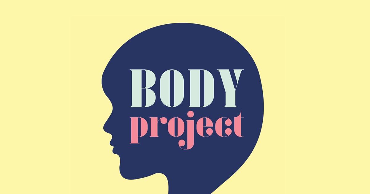 Logo fra Body Project. Mørkt hode i profil mot gul bakgrunn.