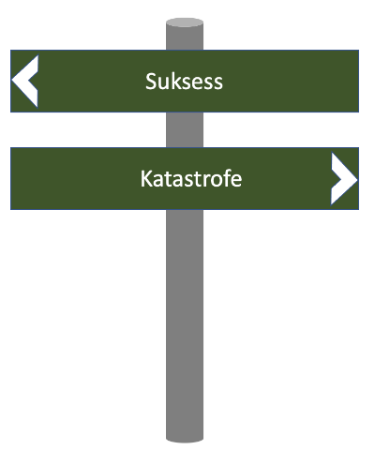 Veiskilt med to piler: Sukess eller katastrofe