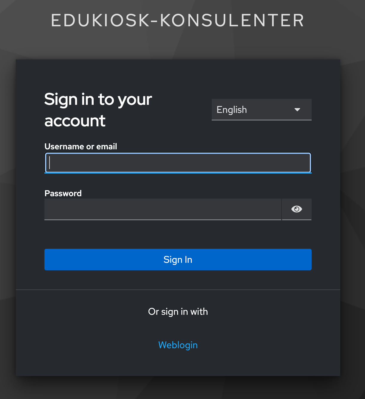 Innloggingsside til EduKiosk